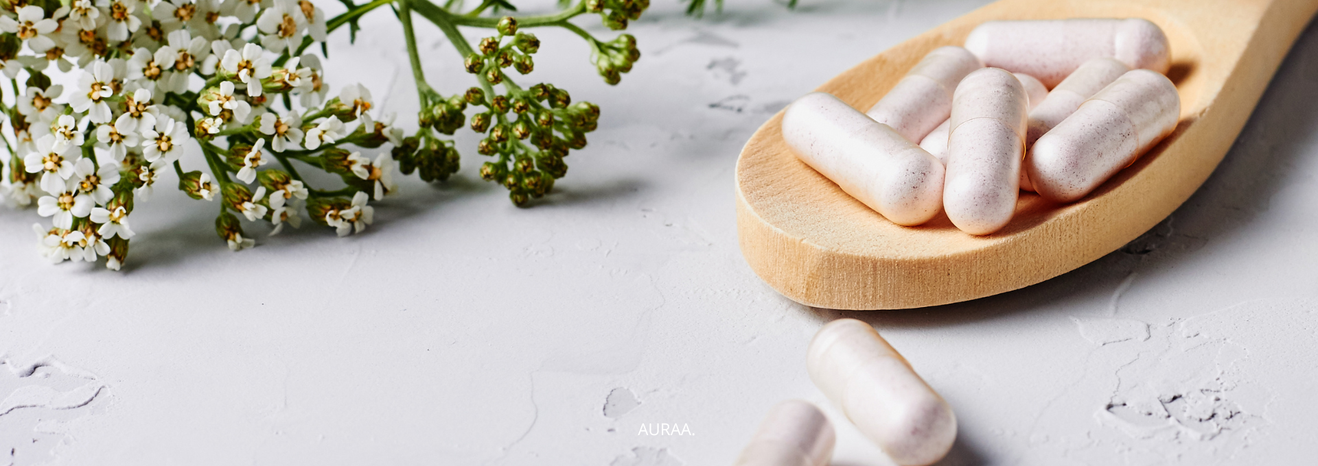 Bannière de la page Nos produits AURAA, compléments bien-être féminin